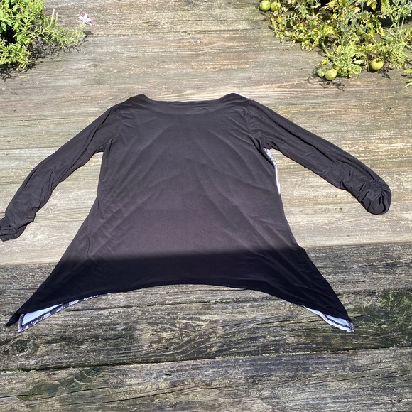 Kim Roger’s snake print black shark bite blouse size 1X ruched sleeves - Picture 7 of 9